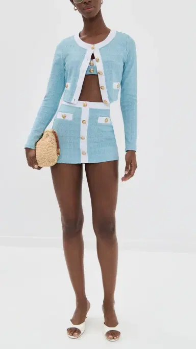 L'AGENCE Coco Colorblock Chic High Waist Skirt Powder Blue | Thumbnail 5 L'AGENCE Coco Colorblock Chic High Waist Skirt Powder Blue | Thumbnail 5