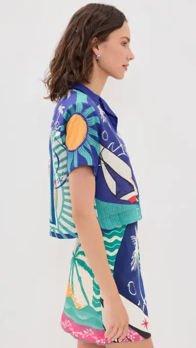 Agua Bendita Prim Cropped Button Down Shirt Multicolor | Thumbnail 4 Agua Bendita Prim Cropped Button Down Shirt Multicolor | Thumbnail 4