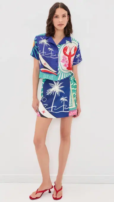 Agua Bendita Prim Cropped Button Down Shirt Multicolor | Thumbnail 5 Agua Bendita Prim Cropped Button Down Shirt Multicolor | Thumbnail 5