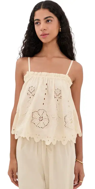 Apiece Apart Embroidered Cami Top Ecru | Thumbnail 1 Apiece Apart Embroidered Cami Top Ecru | Thumbnail 1