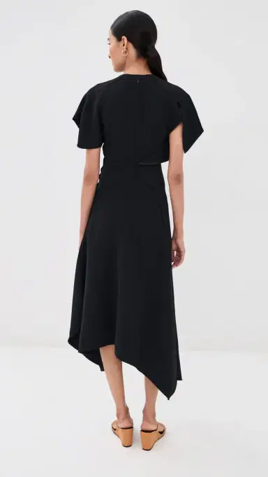 Victoria Beckham V Neck Draped Dress Black | Thumbnail 4 Victoria Beckham V Neck Draped Dress Black | Thumbnail 4