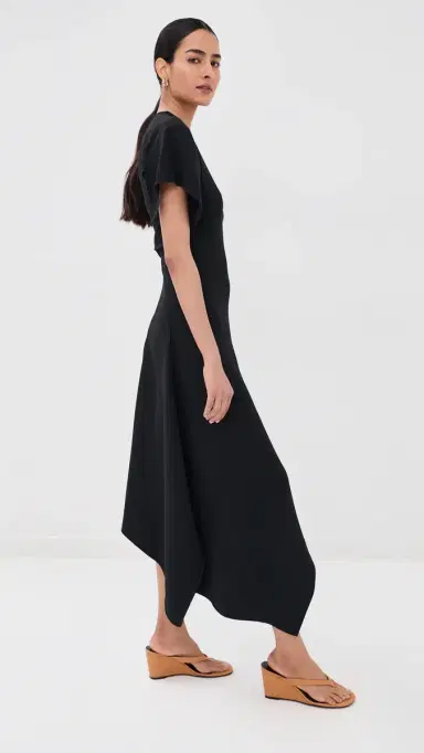 Victoria Beckham V Neck Draped Dress Black | Thumbnail 5 Victoria Beckham V Neck Draped Dress Black | Thumbnail 5