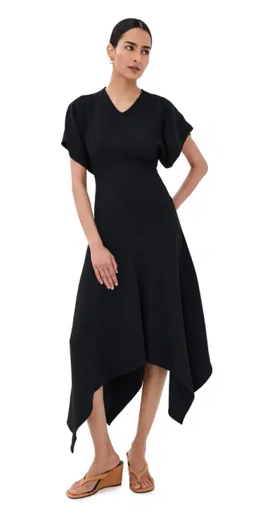 Victoria Beckham V Neck Draped Dress Black | Thumbnail 1 Victoria Beckham V Neck Draped Dress Black | Thumbnail 1