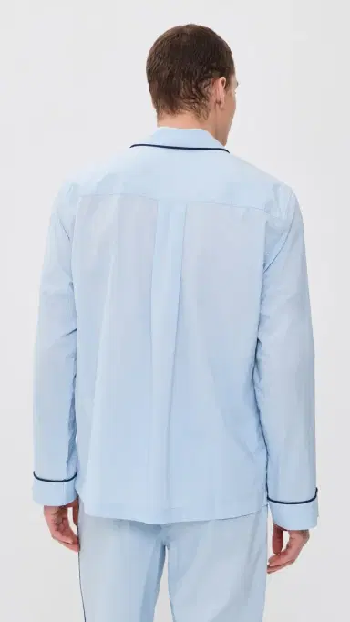 Lunya Airy Cotton Piped leep hirt till Blue/Deep Blue | Thumbnail 3 Lunya Airy Cotton Piped leep hirt till Blue/Deep Blue | Thumbnail 3