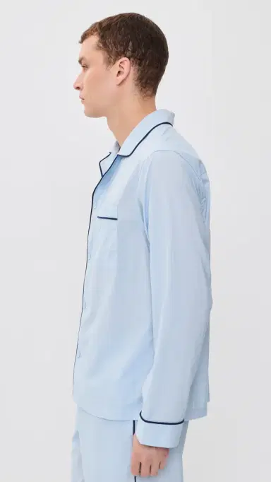 Lunya Airy Cotton Piped leep hirt till Blue/Deep Blue | Thumbnail 4 Lunya Airy Cotton Piped leep hirt till Blue/Deep Blue | Thumbnail 4