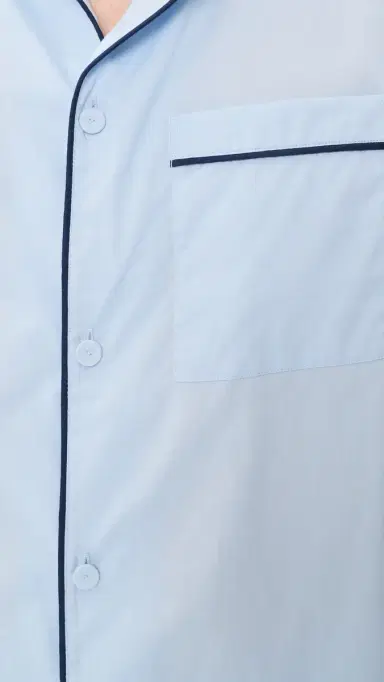 Lunya Airy Cotton Piped leep hirt till Blue/Deep Blue | Thumbnail 6 Lunya Airy Cotton Piped leep hirt till Blue/Deep Blue | Thumbnail 6