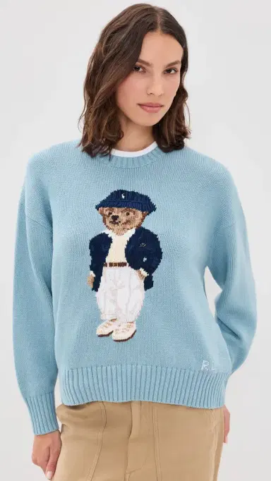 Polo Ralph Lauren Cotton Bear Long Sleeve Crew Neck Pullover Blue Note | Thumbnail 2 Polo Ralph Lauren Cotton Bear Long Sleeve Crew Neck Pullover Blue Note | Thumbnail 2