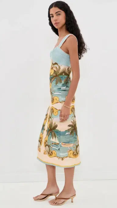 Farm Rio Royal ea Linen Dress Royal ea Multicolor | Thumbnail 4 Farm Rio Royal ea Linen Dress Royal ea Multicolor | Thumbnail 4