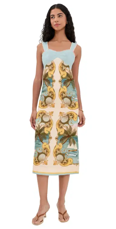 Farm Rio Royal ea Linen Dress Royal ea Multicolor | Thumbnail 1 Farm Rio Royal ea Linen Dress Royal ea Multicolor | Thumbnail 1