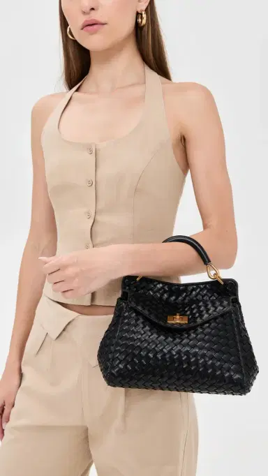 JW PEI Lucia Classic Top Handle Faux Leather Woven Bag | Thumbnail 3 JW PEI Lucia Classic Top Handle Faux Leather Woven Bag | Thumbnail 3