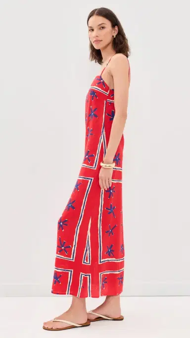 Staud Laura Linen Dress Painted Foulard | Thumbnail 4 Staud Laura Linen Dress Painted Foulard | Thumbnail 4