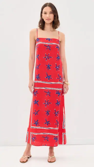 Staud Laura Linen Dress Painted Foulard | Thumbnail 6 Staud Laura Linen Dress Painted Foulard | Thumbnail 6