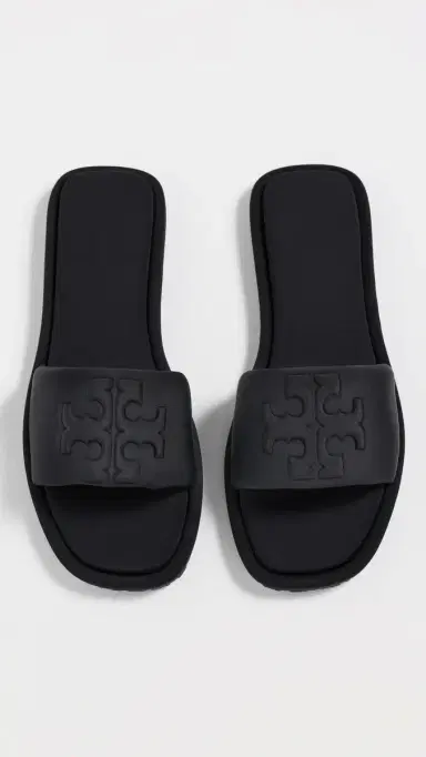 Tory Burch Double T Sport Slides Prefect Black Scuba 8 | Thumbnail 2 Tory Burch Double T Sport Slides Prefect Black Scuba 8 | Thumbnail 2