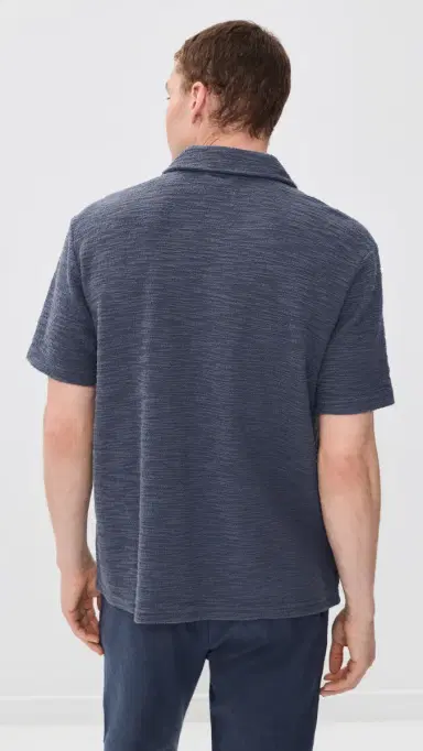 Marine Layer Cam Jacquard Resort Shirt Navy | Thumbnail 3 Marine Layer Cam Jacquard Resort Shirt Navy | Thumbnail 3