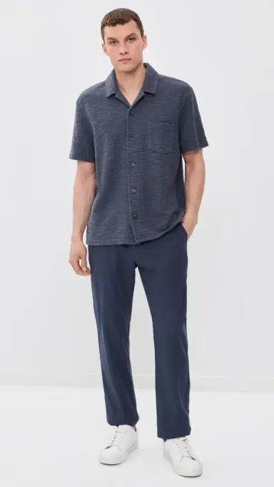 Marine Layer Cam Jacquard Resort Shirt Navy | Thumbnail 5 Marine Layer Cam Jacquard Resort Shirt Navy | Thumbnail 5