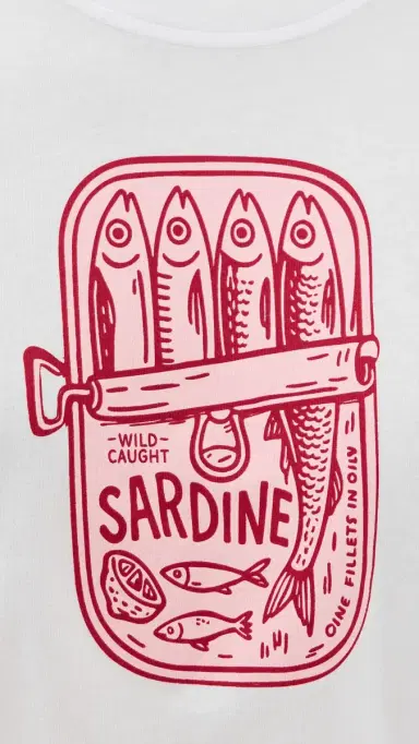 Sunny Somewhere Sardine Summer Femme Crew Tee White | Thumbnail 6 Sunny Somewhere Sardine Summer Femme Crew Tee White | Thumbnail 6
