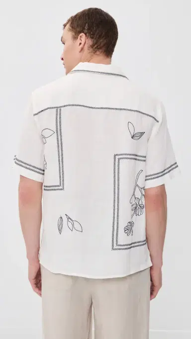 Wax London Didcot Linen Grid Flower Shirt | Thumbnail 3 Wax London Didcot Linen Grid Flower Shirt | Thumbnail 3