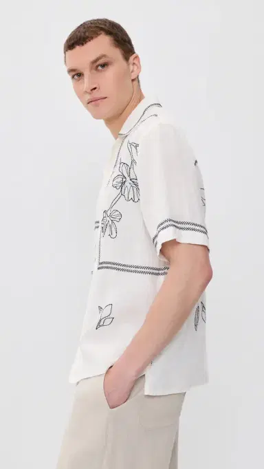 Wax London Didcot Linen Grid Flower Shirt | Thumbnail 4 Wax London Didcot Linen Grid Flower Shirt | Thumbnail 4