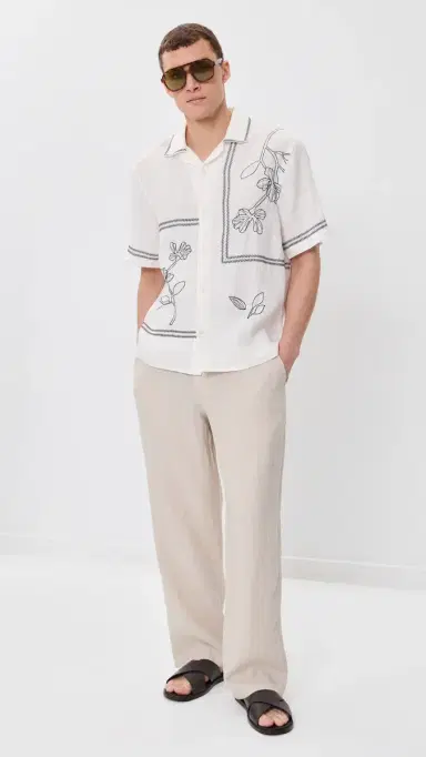 Wax London Didcot Linen Grid Flower Shirt | Thumbnail 5 Wax London Didcot Linen Grid Flower Shirt | Thumbnail 5