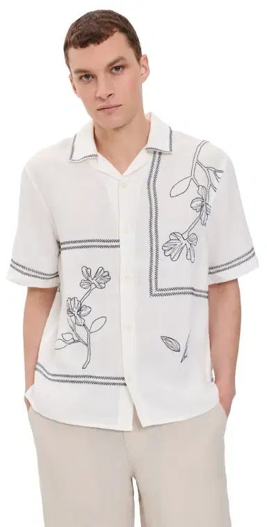 Wax London Didcot Linen Grid Flower Shirt | Thumbnail 1 Wax London Didcot Linen Grid Flower Shirt | Thumbnail 1
