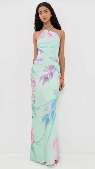Retrofête Anat Floral Maxi Dress Beija Flor Pistachio | Thumbnail 2 Retrofête Anat Floral Maxi Dress Beija Flor Pistachio | Thumbnail 2