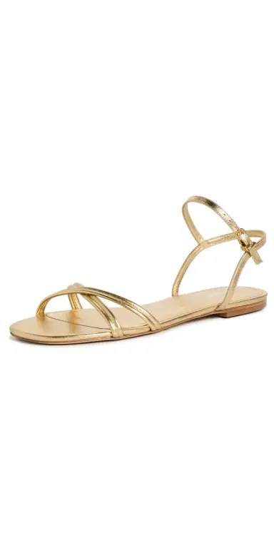 Larroudé Annie Ankle Strap Sandals Gold metallic leather 9 | Thumbnail 1 Larroudé Annie Ankle Strap Sandals Gold metallic leather 9 | Thumbnail 1
