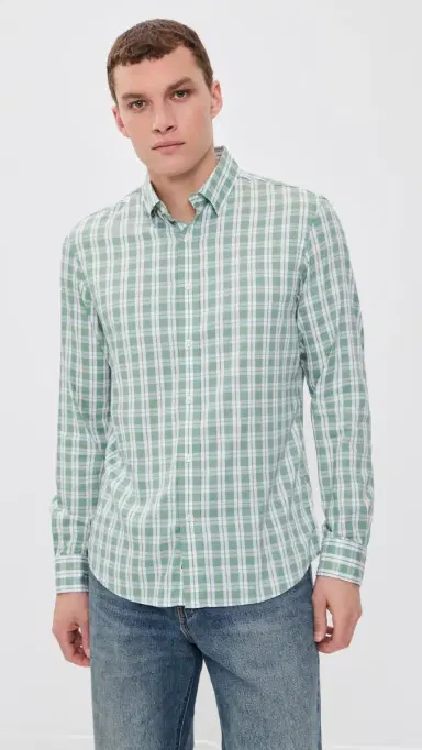 Faherty Movement Monterey Button Down Shirt Sage Isle Check S | Thumbnail 2 Faherty Movement Monterey Button Down Shirt Sage Isle Check S | Thumbnail 2