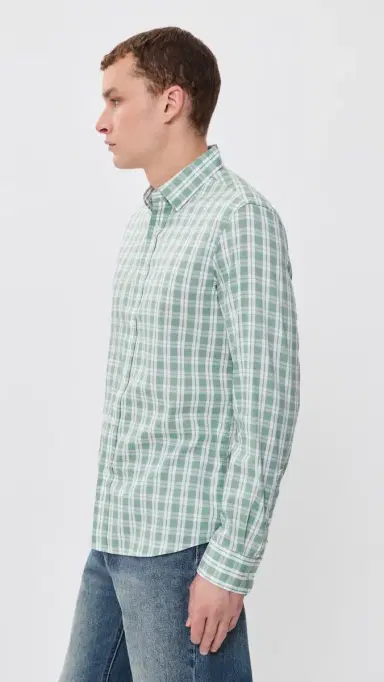 Faherty Movement Monterey Button Down Shirt Sage Isle Check S | Thumbnail 4 Faherty Movement Monterey Button Down Shirt Sage Isle Check S | Thumbnail 4