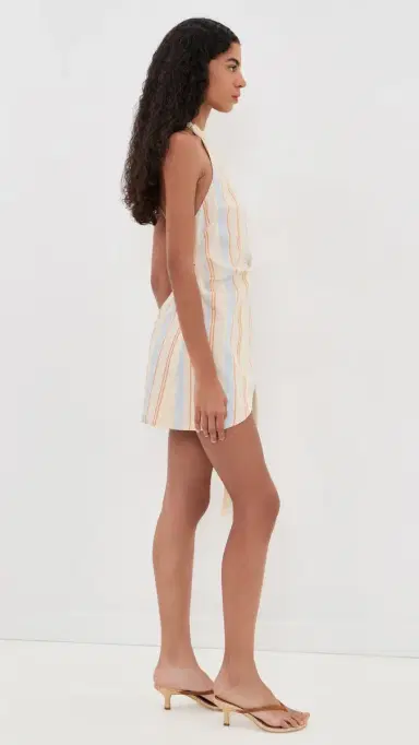 SIR. Pernille Wrap Halter Mini Dress Sommer Stripe | Thumbnail 4 SIR. Pernille Wrap Halter Mini Dress Sommer Stripe | Thumbnail 4