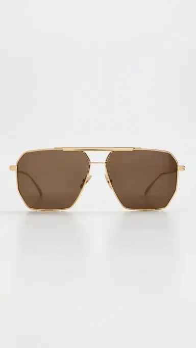 Bottega Veneta Classic Aviator Sunglasses Gold-Gold-Brown One Size | Thumbnail 2 Bottega Veneta Classic Aviator Sunglasses Gold-Gold-Brown One Size | Thumbnail 2