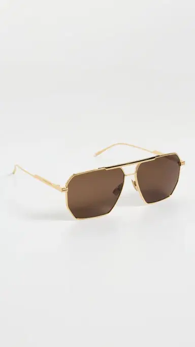 Bottega Veneta Classic Aviator Sunglasses Gold-Gold-Brown One Size | Thumbnail 4 Bottega Veneta Classic Aviator Sunglasses Gold-Gold-Brown One Size | Thumbnail 4