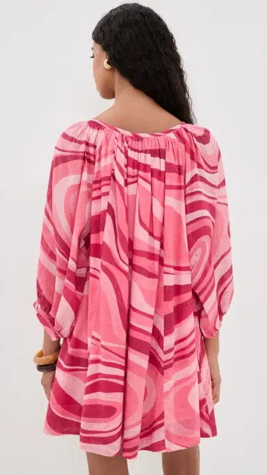 Coniglio Palm Beach Shirred Half Placket Mini Dress Sunrays Sunset Waves One Size | Thumbnail 3 Coniglio Palm Beach Shirred Half Placket Mini Dress Sunrays Sunset Waves One Size | Thumbnail 3