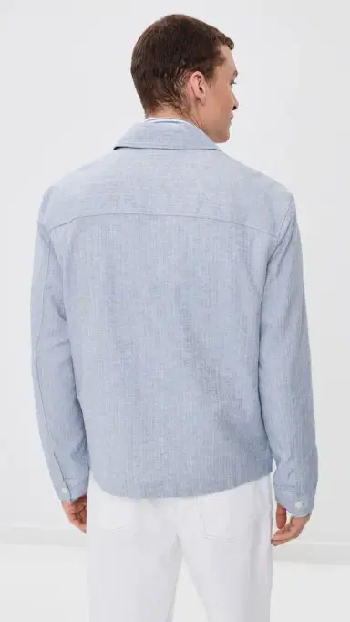 Wax London Eldon Cotton inen Herringbone Jacket ight Blue | Thumbnail 3 Wax London Eldon Cotton inen Herringbone Jacket ight Blue | Thumbnail 3