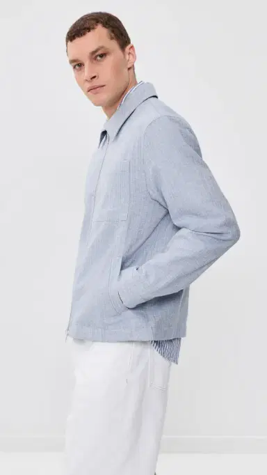 Wax London Eldon Cotton inen Herringbone Jacket ight Blue | Thumbnail 4 Wax London Eldon Cotton inen Herringbone Jacket ight Blue | Thumbnail 4