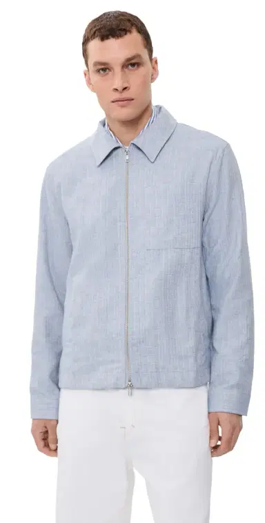 Wax London Eldon Cotton inen Herringbone Jacket ight Blue | Thumbnail 1 Wax London Eldon Cotton inen Herringbone Jacket ight Blue | Thumbnail 1