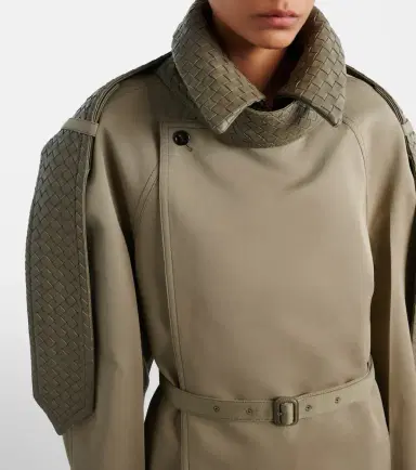 Bottega Veneta Intrecciato leather-trimmed trench coat | Thumbnail 2 Bottega Veneta Intrecciato leather-trimmed trench coat | Thumbnail 2