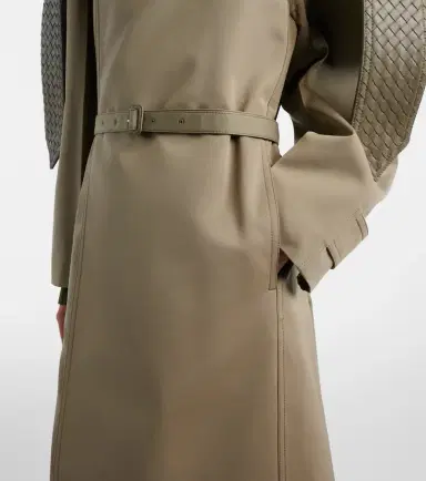 Bottega Veneta Intrecciato leather-trimmed trench coat | Thumbnail 3 Bottega Veneta Intrecciato leather-trimmed trench coat | Thumbnail 3