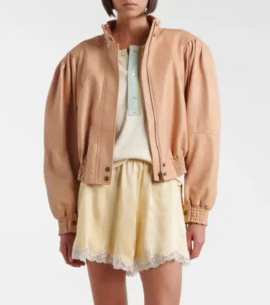 Chloé Chloé Scarf-detail cropped leather jacket | Thumbnail 2 Chloé Chloé Scarf-detail cropped leather jacket | Thumbnail 2