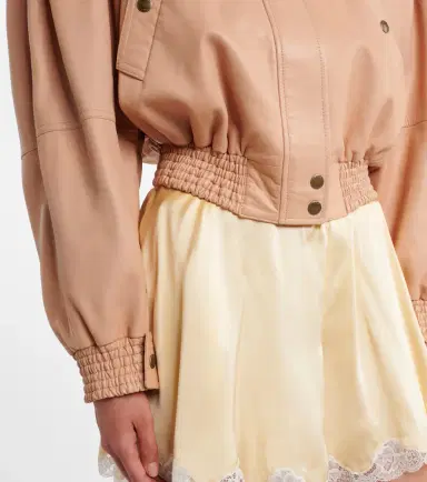 Chloé Chloé Scarf-detail cropped leather jacket | Thumbnail 5 Chloé Chloé Scarf-detail cropped leather jacket | Thumbnail 5