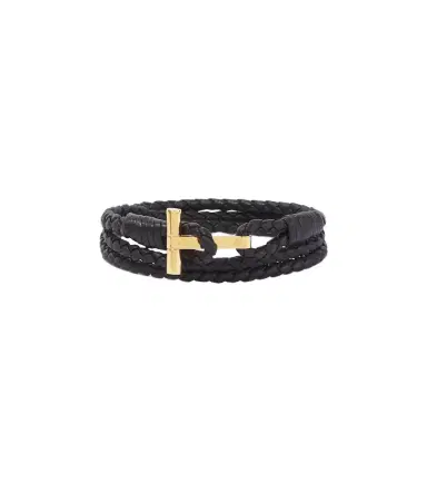 Tom Ford T braided leather bracelet | Thumbnail 1 Tom Ford T braided leather bracelet | Thumbnail 1
