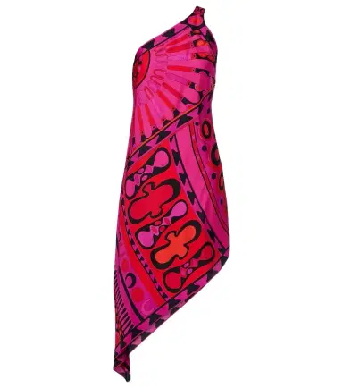 PUCCI Soleil asymmetric silk twill midi dress | Thumbnail 1 PUCCI Soleil asymmetric silk twill midi dress | Thumbnail 1