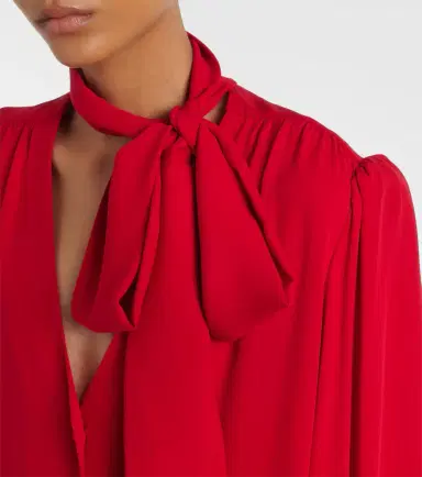 Valentino Tie-neck silk georgette blouse | Thumbnail 5 Valentino Tie-neck silk georgette blouse | Thumbnail 5