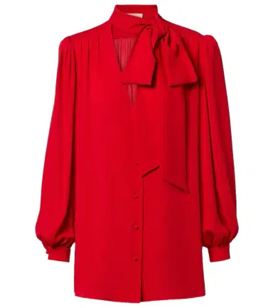 Valentino Tie-neck silk georgette blouse | Thumbnail 1 Valentino Tie-neck silk georgette blouse | Thumbnail 1