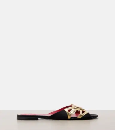 Valentino Garavani Wonderweb VLogo metallic leather slides | Thumbnail 3 Valentino Garavani Wonderweb VLogo metallic leather slides | Thumbnail 3