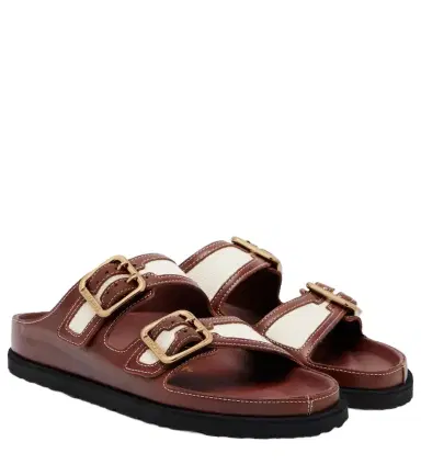 Birkenstock 1774 Arizona leather and canvas sandals | Thumbnail 1 Birkenstock 1774 Arizona leather and canvas sandals | Thumbnail 1
