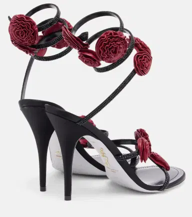 René Caovilla Cleo floral-appliqué satin sandals | Thumbnail 2 René Caovilla Cleo floral-appliqué satin sandals | Thumbnail 2