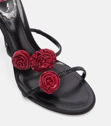 René Caovilla Cleo floral-appliqué satin sandals | Thumbnail 3 René Caovilla Cleo floral-appliqué satin sandals | Thumbnail 3