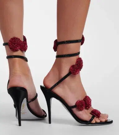 René Caovilla Cleo floral-appliqué satin sandals | Thumbnail 6 René Caovilla Cleo floral-appliqué satin sandals | Thumbnail 6