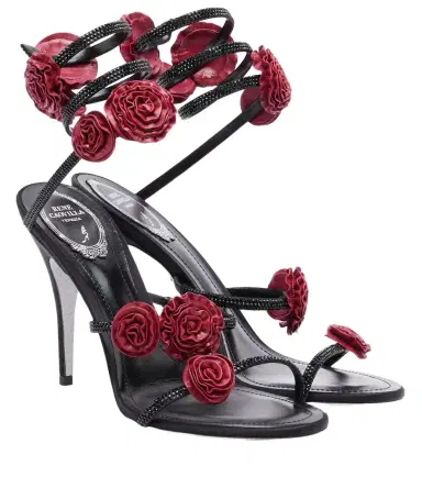René Caovilla Cleo floral-appliqué satin sandals | Thumbnail 1 René Caovilla Cleo floral-appliqué satin sandals | Thumbnail 1