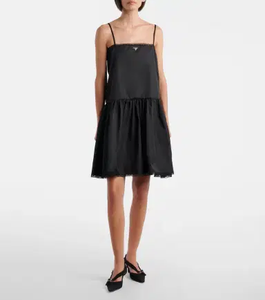 Prada Re-Nylon lace-trimmed minidress | Thumbnail 2 Prada Re-Nylon lace-trimmed minidress | Thumbnail 2
